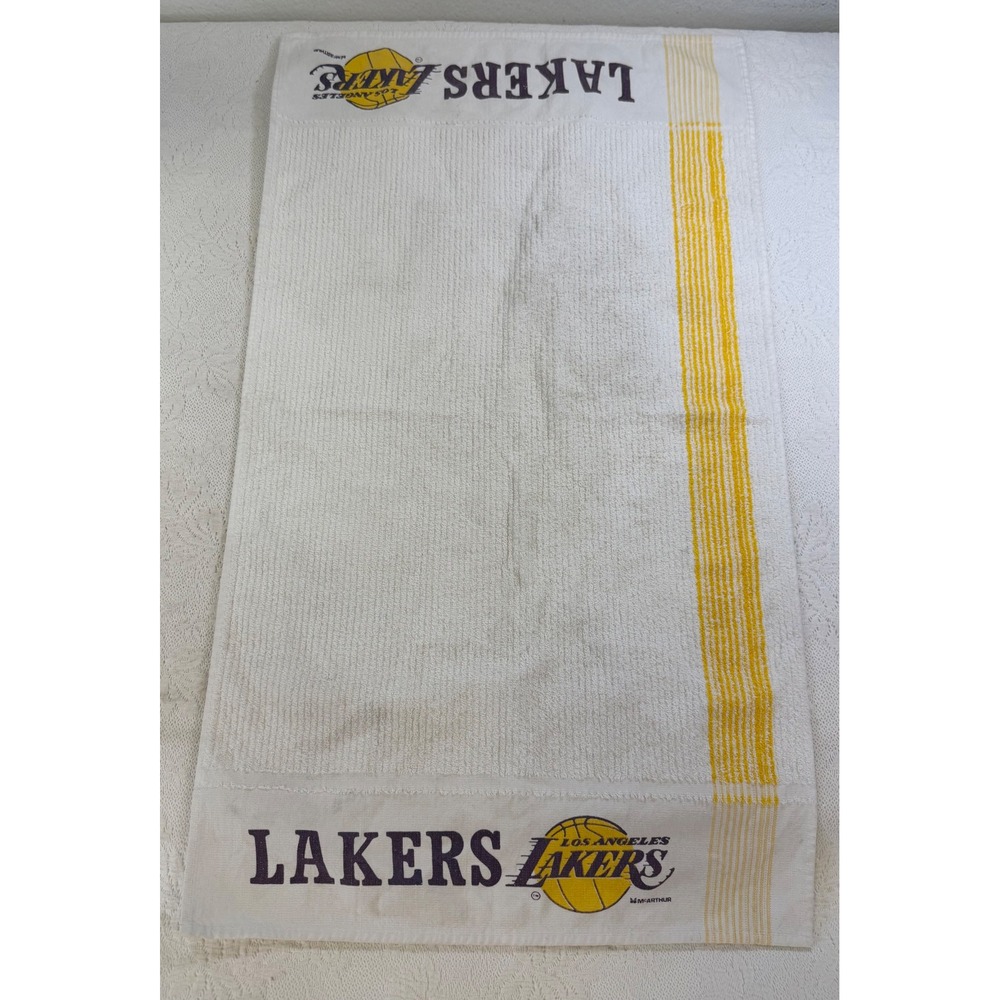 Vintage 90s Los Angeles Lakers Locker Room Towel McArthur NBA Magic Johnson Era